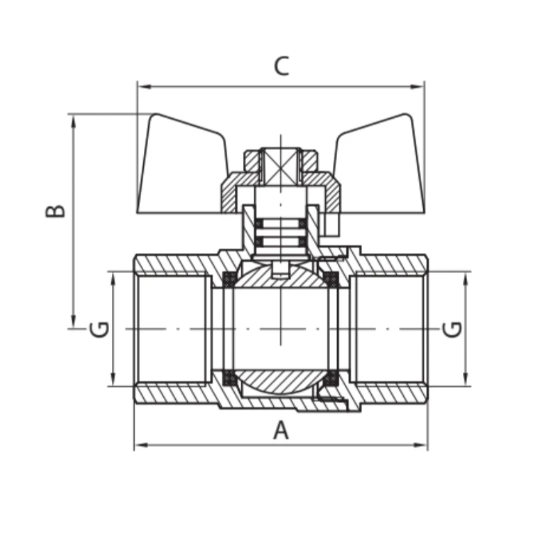 Кран кульовий Koer KG.207 - 3/4" FF ГГМ (газ) (KR4959)