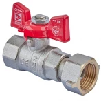 Кран кульовий Koer KR.222 - 1/2" FF ГГМ з накидною гайкою, ручка "метелик" червона (KR4769)
