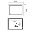 Зеркало Mixxus Premium QUADRO MR20-80x60-REVERSE (LED Touch, Anti-fog, димер) (MP6619)