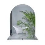 Дзеркало настінне Zerix LAGUNA MRZ03-700x800x110 прямокутне з дугоподібним верxом та полицею (ZX5623)
