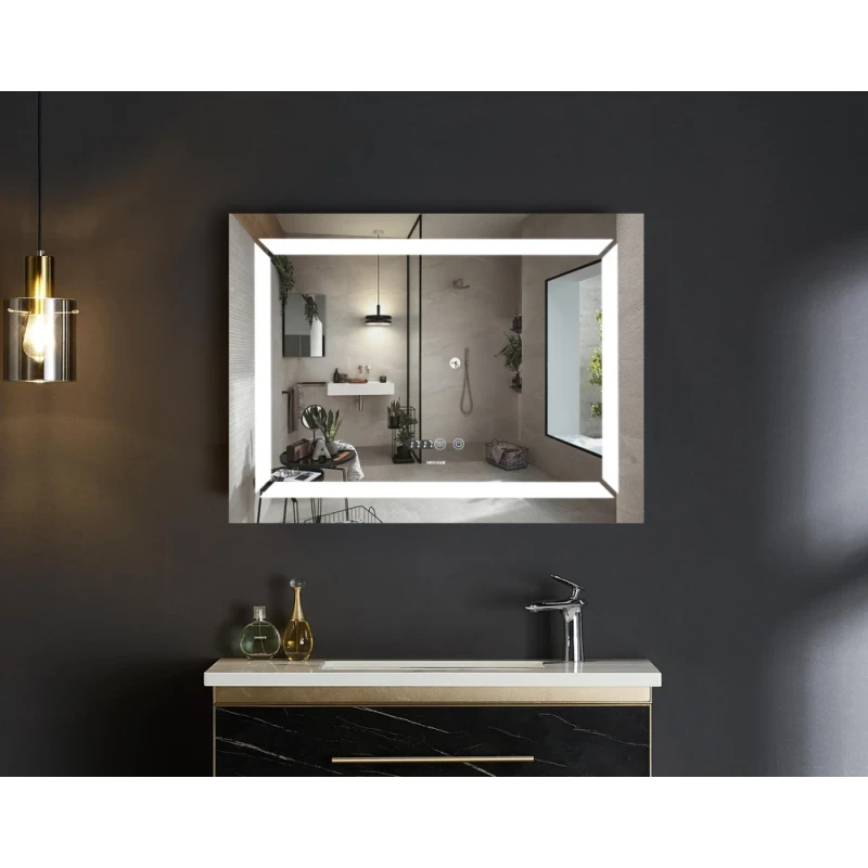 Дзеркало Mixxus Light MR01-80x60 (годинник, LED-підсвічування, антизапотівання) (MI5998)