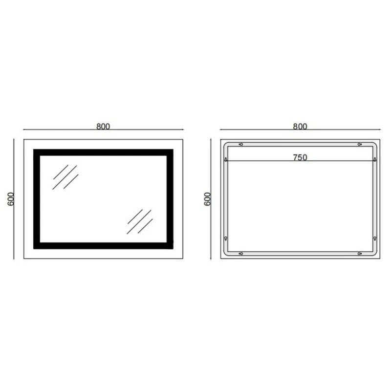Дзеркало Mixxus TALL MR08-80x60-REVERSE з LED Touch, Anti-fog, димером, регулюванням яскравості (MI6659)