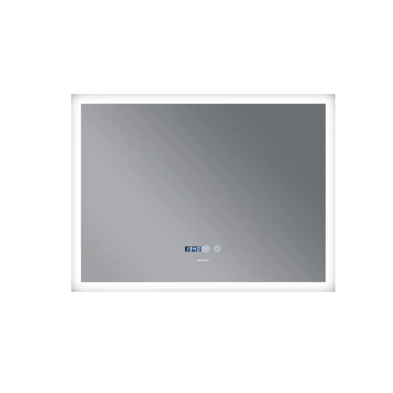 Дзеркало Mixxus FLAT MR04-100x60 з LED Touch, Anti-fog, димером, регулюванням яскравості, годинником (MI6008)