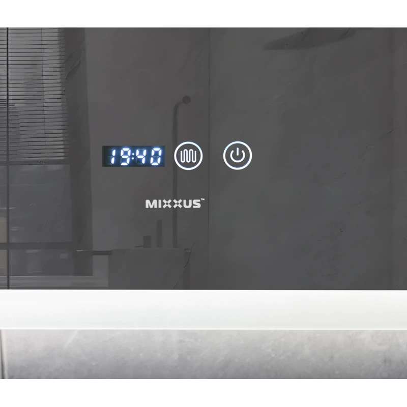 Дзеркало Mixxus FLAT MR04-100x60 з LED Touch, Anti-fog, димером, регулюванням яскравості, годинником (MI6008)