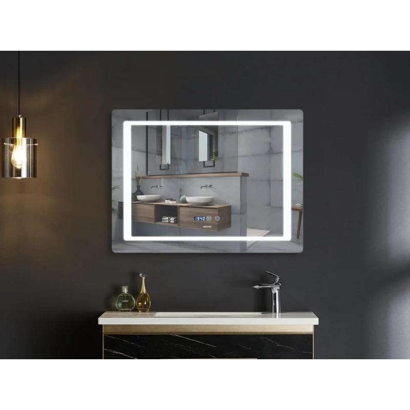 Дзеркало Mixxus Style MR03-90x70 (годинник, LED-підсвічування, антизапотівання) (MI6007)