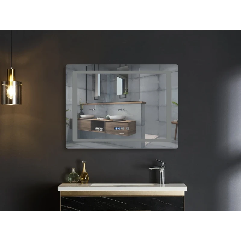 Дзеркало Mixxus Style MR03-90x70 (годинник, LED-підсвічування, антизапотівання) (MI6007)