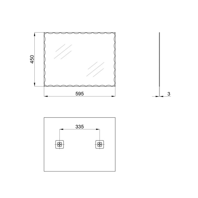 Дзеркало настінне Zerix KUBIX MRZ06-450x600 прямокутне з декором (ZX5948)