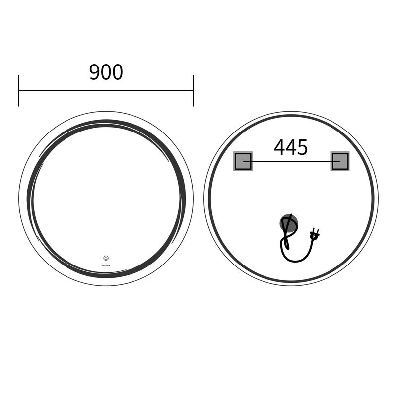Дзеркало Mixxus Premium WAVE MC04-90 (LED Touch, Anti-fog, димер (3-6,5kK)) (MP6637)