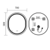 Дзеркало Mixxus Premium ELLIPSE MV05-80x70-REVERSE BLACK (LED Touch, Anti-fog, димер(3-6kK))(MP6646)