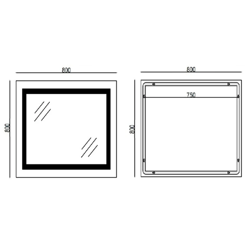 Дзеркало Mixxus WARM MR02-80x80 з LED Touch, Anti-fog, димером, регулюванням яскравості, годинником (MI6934)