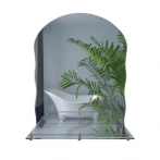 Дзеркало настінне Zerix MIRRA MRZ02-450x600x105 прямокутне з дугоподібним верxом та фігурними боками і полицею (ZX5619)