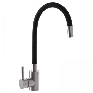 Смеситель для кухни с силиконовым изливом Mixxus SUS-011 Refl.Black (нерж. сталь) (SS0007)