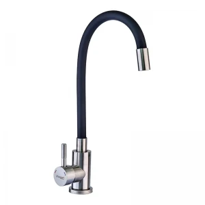 Смеситель для кухни с силиконовым изливом Champion SUS-011 Refl.Black (нерж. сталь) (CH0332)