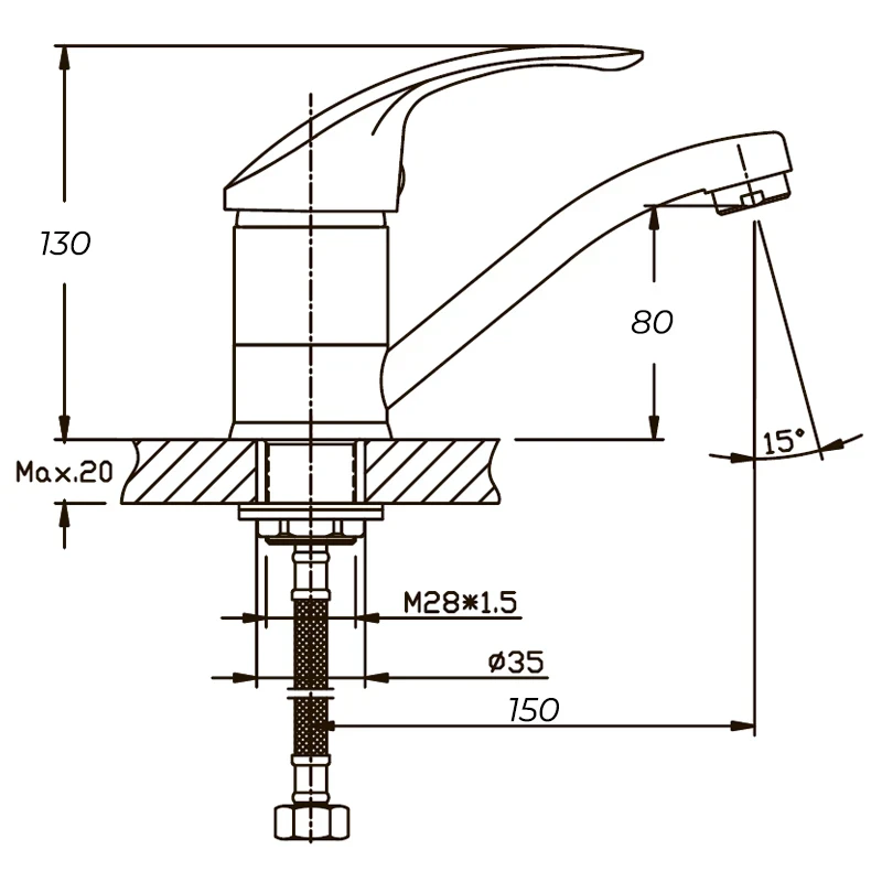 Змішувач для умивальника Haiba Fabio 555 (15 см) (HB0106)