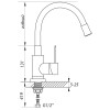 Змішувач для кухні Zerix LR74004-9 з сірим гнучким виливом (LL1204)