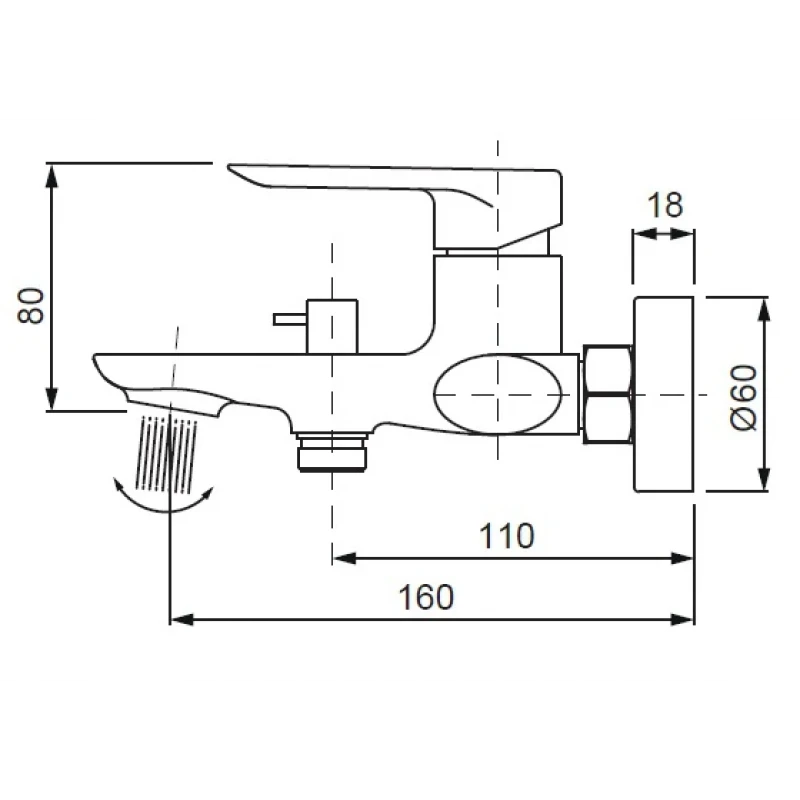 Смеситель для ванны с коротким изливом Koer KB-40028-01 (KR5305)
