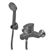 Змішувач для ванни Plamix CEZAR-009 EURO SET Graphite, зі шлангом, лійкою та кронштейном (PM0694)