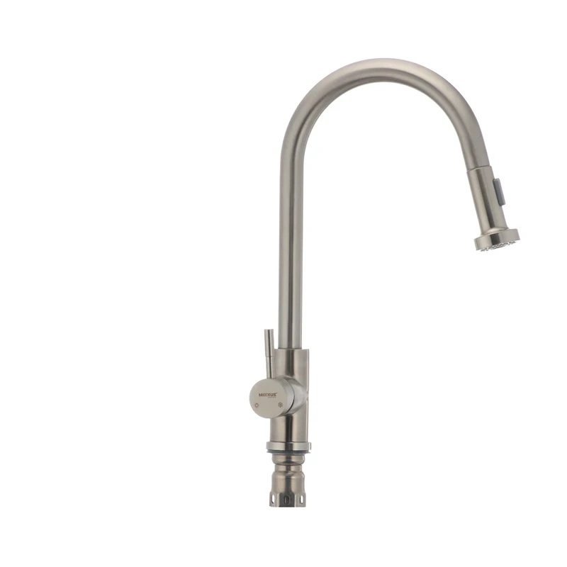 Смеситель для кухни Mixxus SUS-014-A с выдвижной лейкой из нерж. стали SUS304 (SS2815)