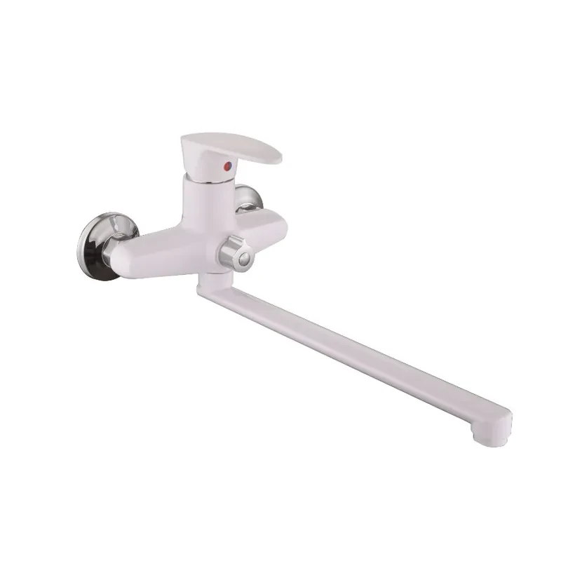 Смеситель для ванны Plamix Cezar-006 EURO SET White (со шлангом, лейкой и кронштейном) (PM0666)