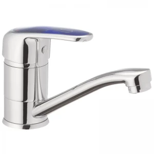 Смеситель для умывальника Haiba Magic 555 (15 см) с синей ручкой (HB0672)