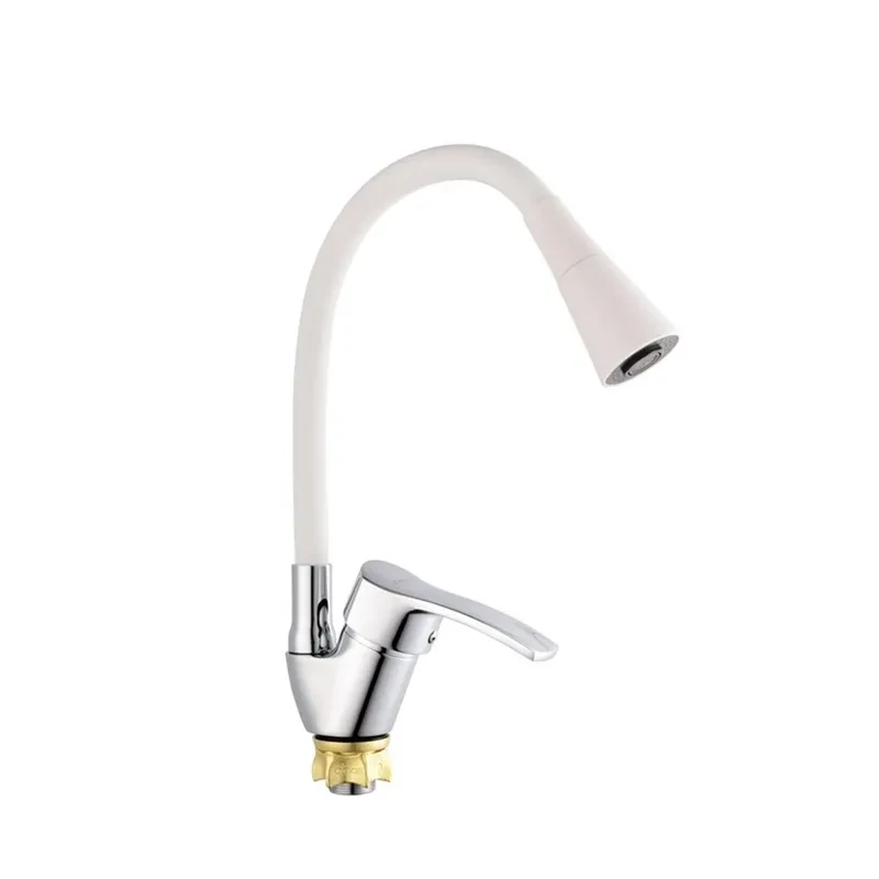 Смеситель для кухни с силиконовым изливом Champion YUB 011-279 (Nut) Refl.White (MI6426)