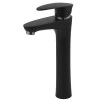 Смеситель для умывальника Plamix Cezar-001 HIGH SET Matte black (с подводкой) (PM0664)