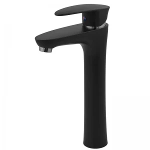 Смеситель для умывальника Plamix Cezar-001 HIGH SET Matte black (с подводкой) (PM0664)