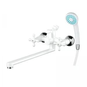 Смеситель для ванной Plamix Sirius-140 White (со шлангом и лейкой) (PM0637)