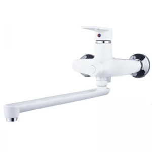 Змішувач для ванни PLAMIX OSCAR-006 EURO SET WHITE (зі шлангом, лійкою та кронштейном) (MX1895)