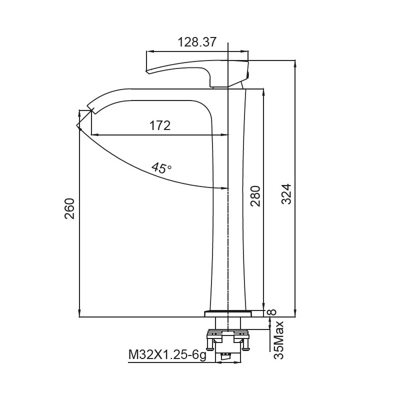 Змішувач для умивальника Koer KB-13007-01 високий (Колір хром) (KR3444)