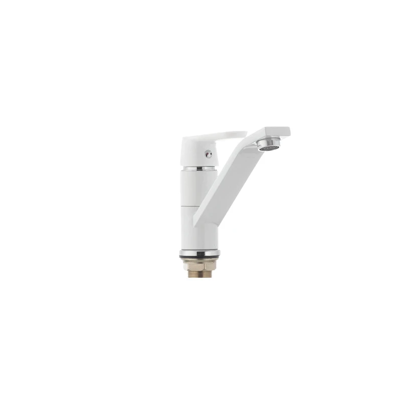 Змішувач для умивальника Mixxus Premium TIGER 555 (виливши 15 см) білий (MI0574)