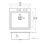 Кухонна мийка чорна PVD Platinum Handmade 500x500 HSBB (квадратний сифон,3.0/1.0)