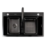 Кухонна мийка PVD чорна CM 75*46B Platinum Handmade "Водоспад"