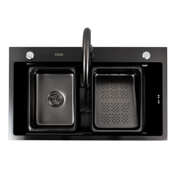 Кухонна мийка PVD чорна CM 75*46B Platinum Handmade "Водоспад"