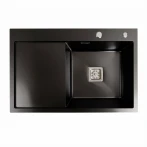 Мийка PVD Black Platinum Handmade 78*50B R (два отвори ,квадратний сифон 3.0/1.0)