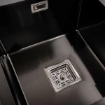 Кухонна мийка Platinum Handmade PVD HDB чорна 780х480х230 на дві чаші (квадратний сифон,3.0/1.0)