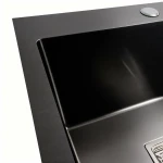 Кухонна мийка чорна PVD Platinum 500x450  Handmade HSBB (квадратний сифон 3,0/1,0)