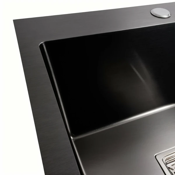 Кухонна мийка чорна PVD Platinum 500x450  Handmade HSBB (квадратний сифон 3,0/1,0)