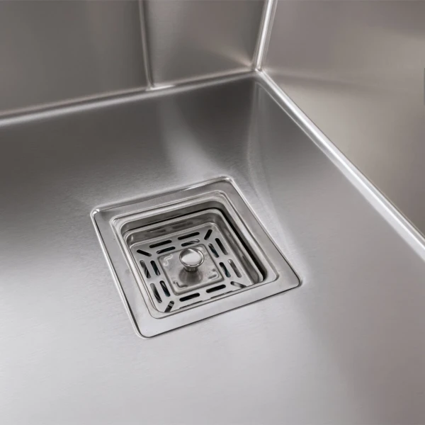 Кухонна мийка на дві чаші Platinum Handmade 740x045 HSB (квадратний сифон 3,0/1, монтаж під стільницю) 