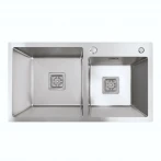 Мийка на дві чаші нержавійка Platinum Handmade 75*41 HDB (квадратний сифон, 3.0/1.0)