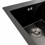 Кухонна мийка PVD чорна 78*48 на дві чаші Platinum Handmade HDB (круглий сифон, 3.0/0.8)