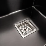 Кухонна мийка чорна PVD Platinum Handmade 450x450 НSBB (квадратний сифон.3,0/1,0)