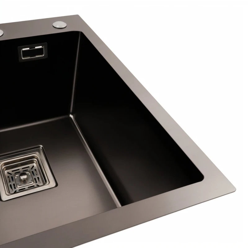 40*50 Мийка PVD чорна Platinum Handmade HSBB (квадратний сифон, 3.0,/1.0)