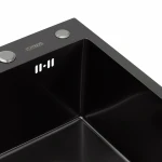 Кухонна мийка 58*43 PVD чорна Platinum Handmade (сифон круглий чорний, 3.0/0.8)