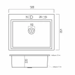 Мийка для кухні Platinum Handmade 500х450х220 (товщина 3,0/1,5 мм + корзина та дозатор в комплекті)