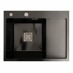 Кухонна мийка чорна PVD Platinum Handmade 65*50 L (квадратний сифон 3,0/1,0)
