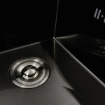 Кухонна мийка чорна PVD 58*48 L Platinum Handmade (два отвори, круглий сифон 3,0/0,8)