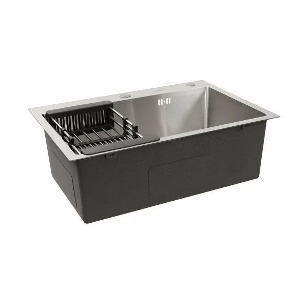 Кухонна мийка Platinum Handmade 650х450х220 (товщина 3,0/1,5 мм корзина та дозатор в комплекті)