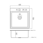 Кухонна мийка Platinum Handmade PVD чорна HSBB 400х500х230 (з кріпленням+повна комплектація)