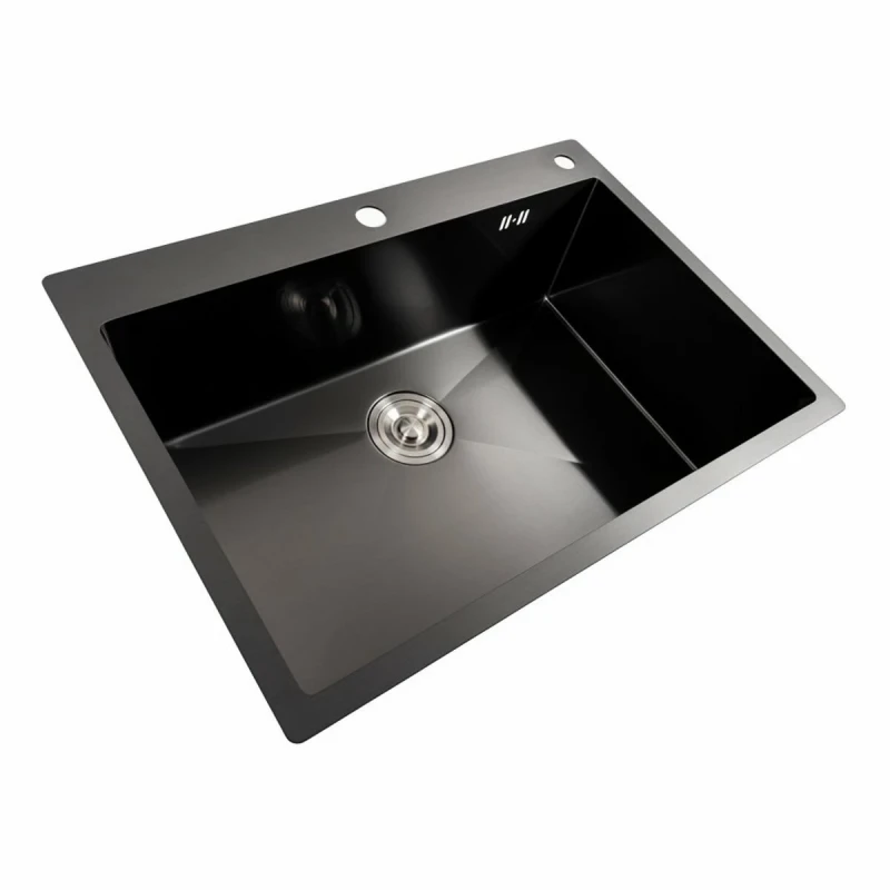 Кухонна мийка Platinum Handmade PVD 70*50 чорна (сифон круглий, 3,0/0,8)